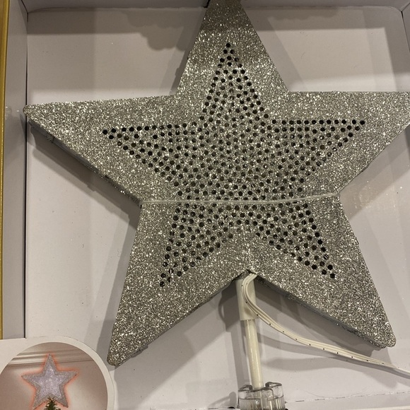 NWT WONDERSHOP LED Lit 90 Lights Silver Star Tree Topper with easy clip - Picture 2 of 7